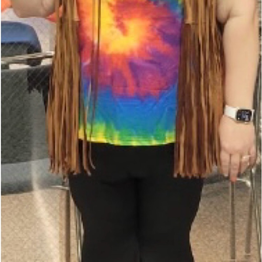 Tie-Dye Shirt, Fringe Vest and Leggings Set